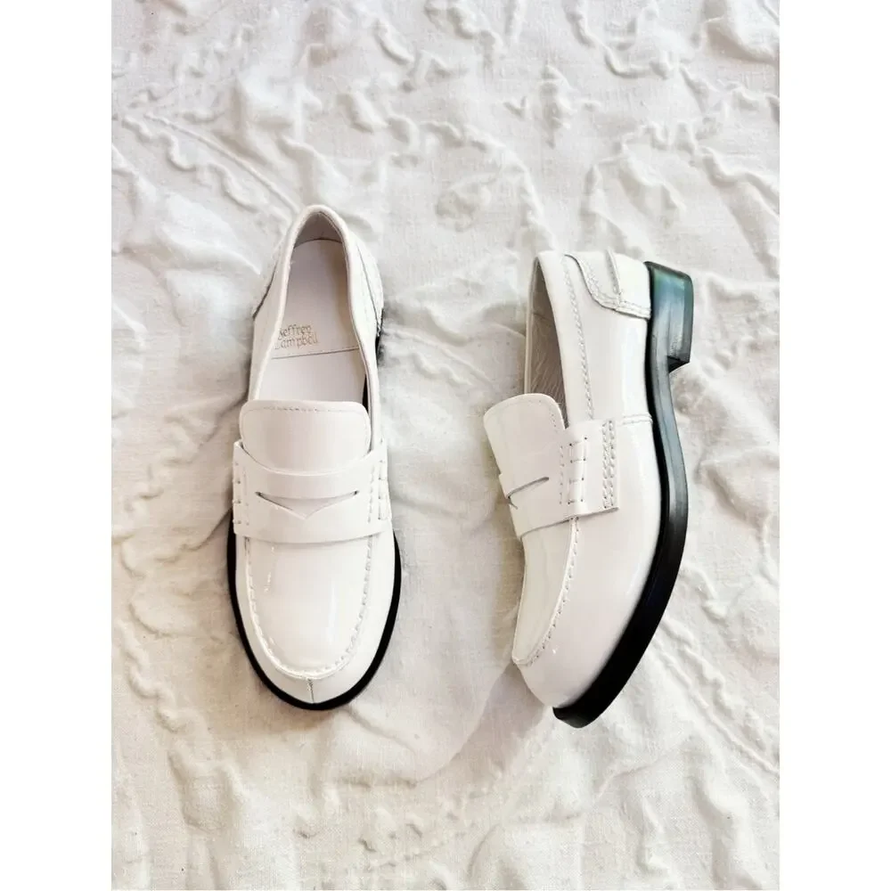 Jeffrey Campbell White Books Penny Loafer Size 5.5 New
